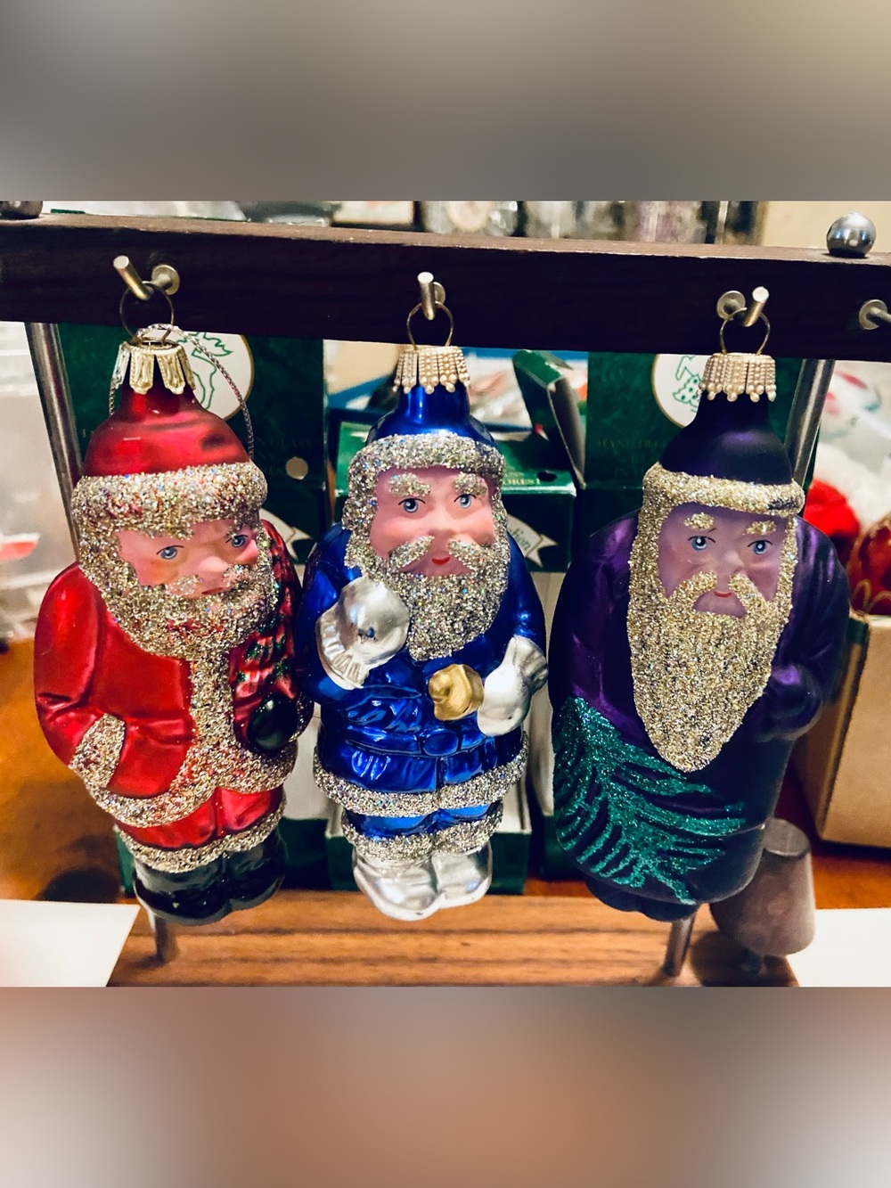 LAUSCHA Glas Holiday Santa Ornament Collection (3)- In Box
